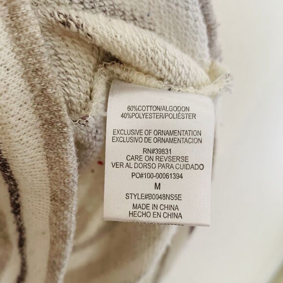 Democracy Top Women M Cream Brown Stripe Knit Lace Up Western Rodeo Cowgirl Boho - Picture 7 of 7